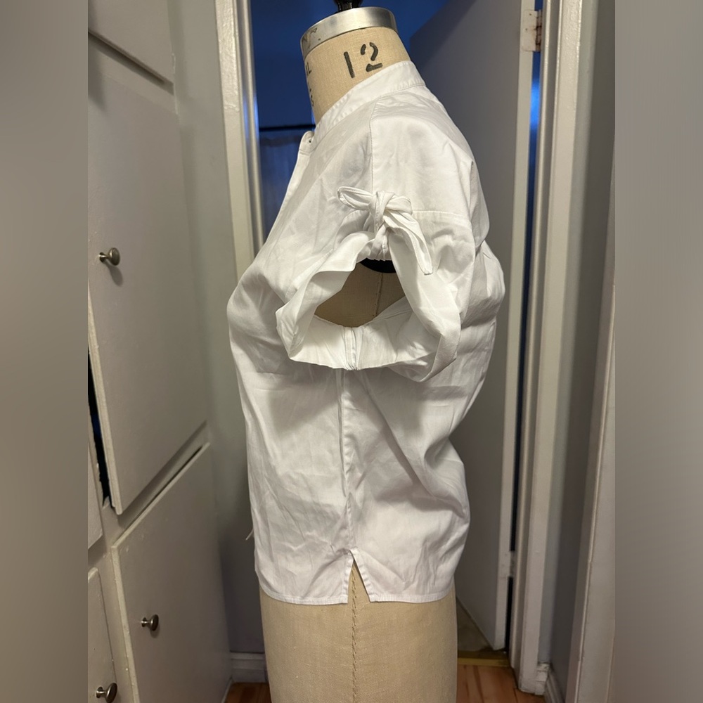 Veronica Beard White Collard Button Down Short Sl… - image 4